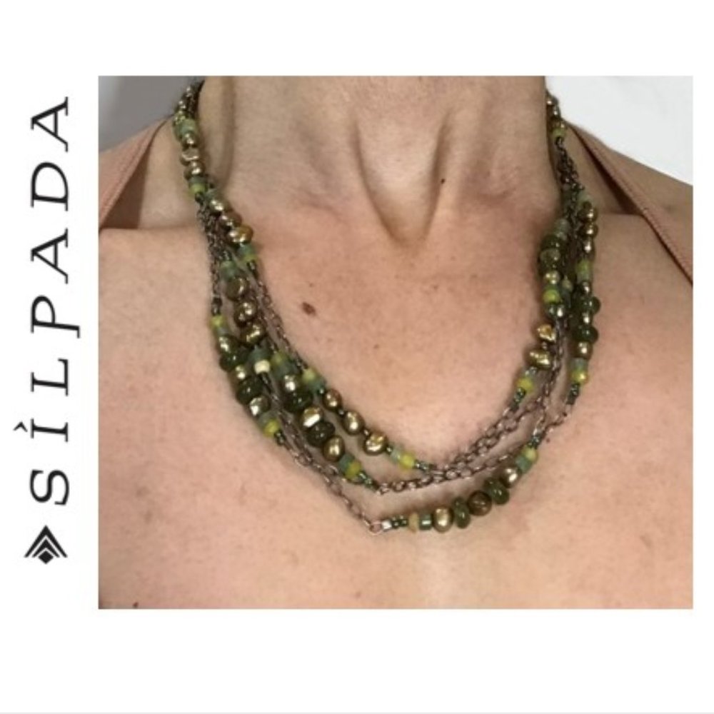 Silpada green pearl jade sterling silver necklace